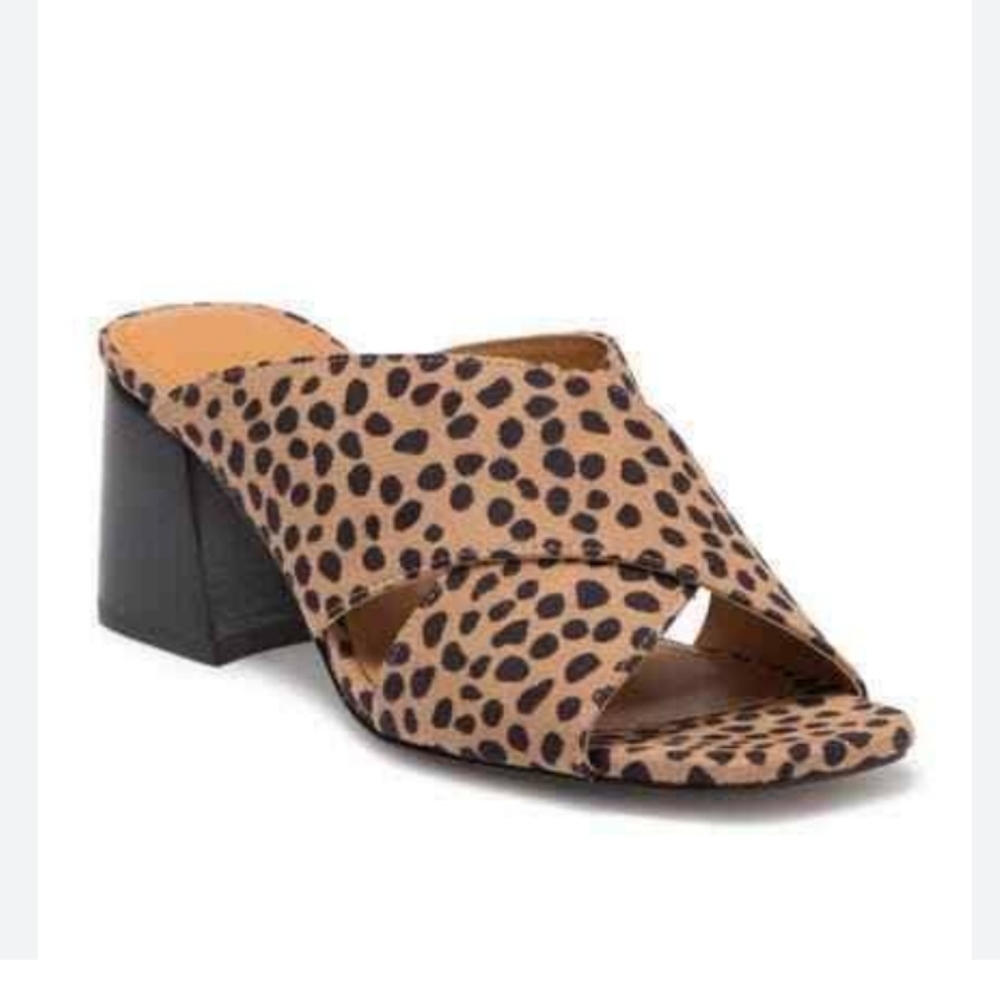 NEW Nine West Glimpse Slip On Animal Print Brown Sandals